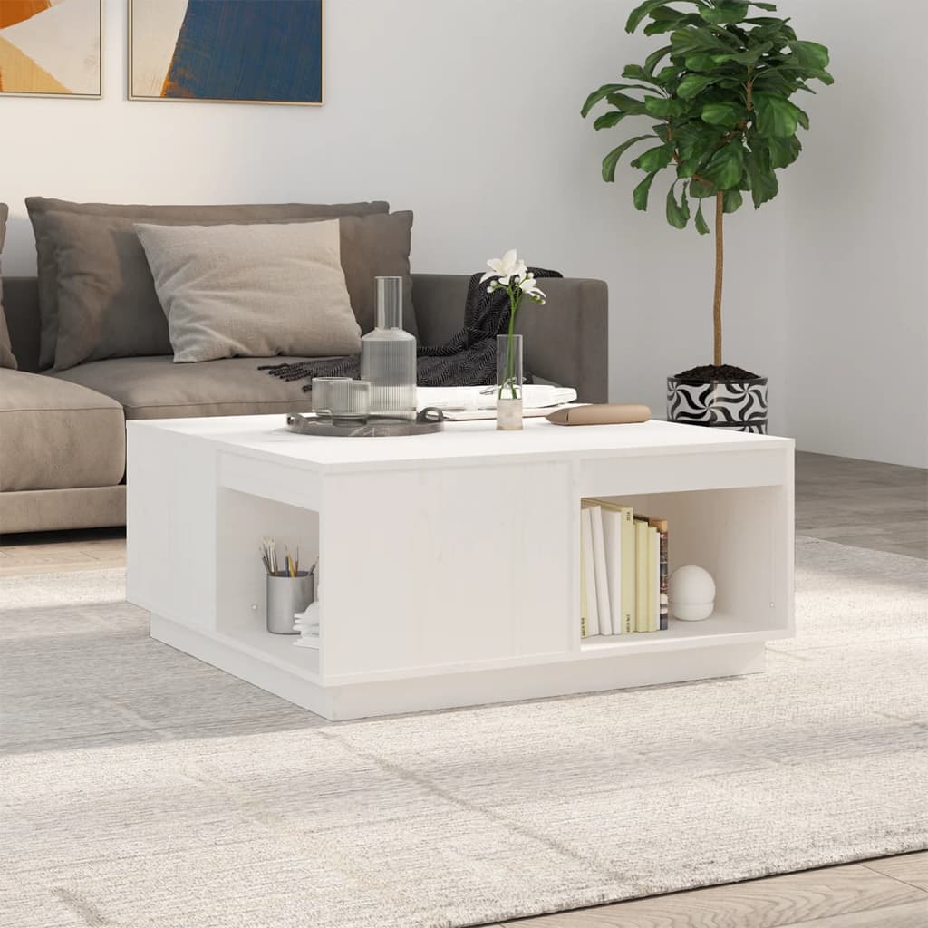 Couchtisch Weiß 80x81x36,5 cm Massivholz Kiefer