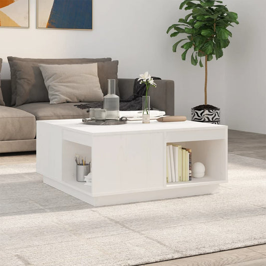 Couchtisch Weiß 80x81x36,5 cm Massivholz Kiefer