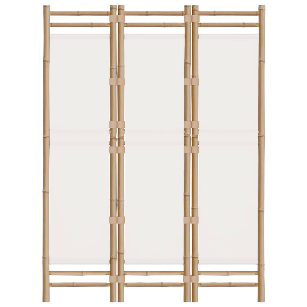 3-tlg. Paravent Faltbar 120 cm Bambus und Canvas