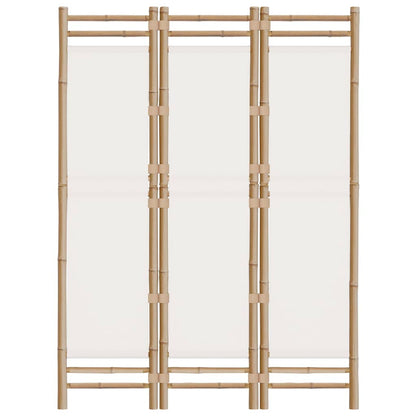 3-tlg. Paravent Faltbar 120 cm Bambus und Canvas