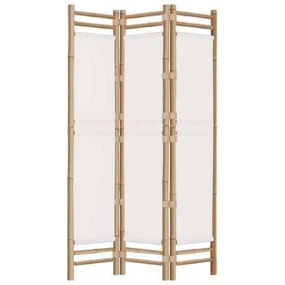 3-tlg. Paravent Faltbar 120 cm Bambus und Canvas