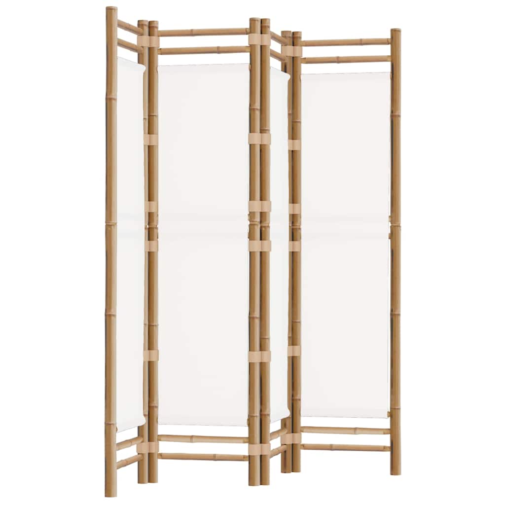 4-tlg. Paravent Faltbar 160 cm Bambus und Canvas