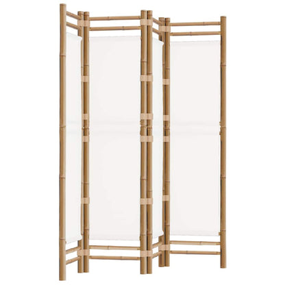 4-tlg. Paravent Faltbar 160 cm Bambus und Canvas