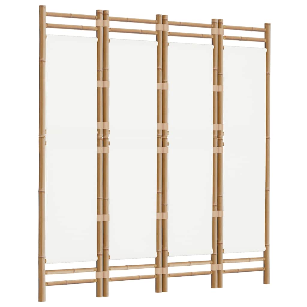 4-tlg. Paravent Faltbar 160 cm Bambus und Canvas