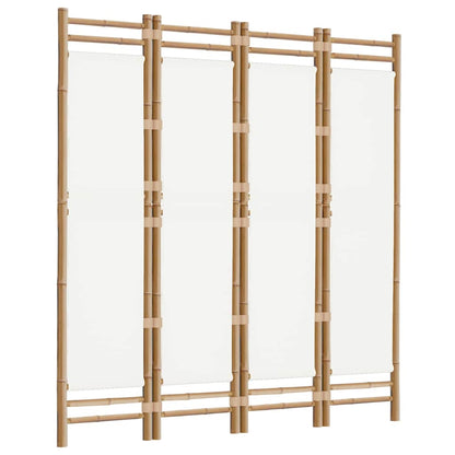 4-tlg. Paravent Faltbar 160 cm Bambus und Canvas