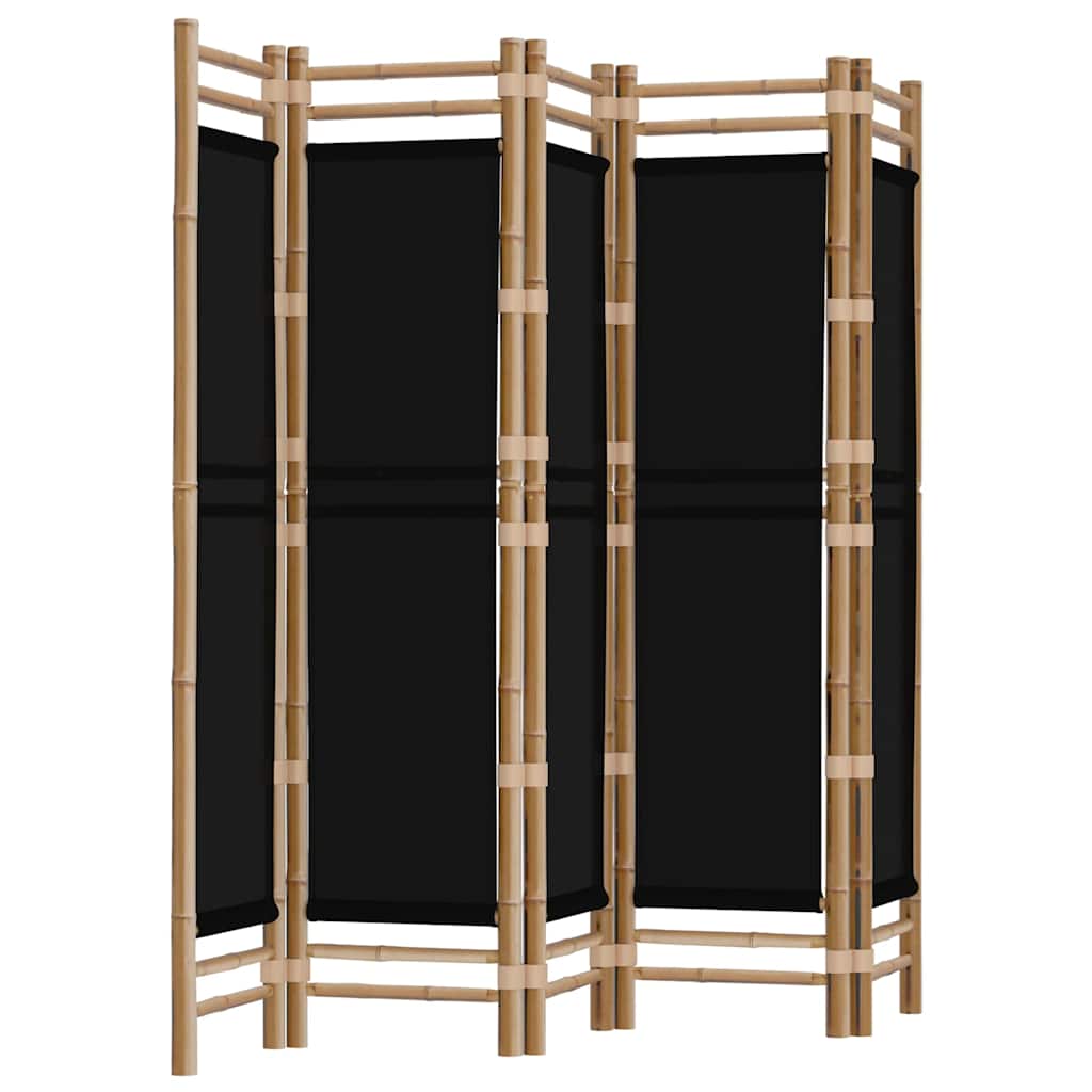 5-tlg. Paravent Faltbar 200 cm Bambus und Canvas