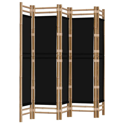 5-tlg. Paravent Faltbar 200 cm Bambus und Canvas