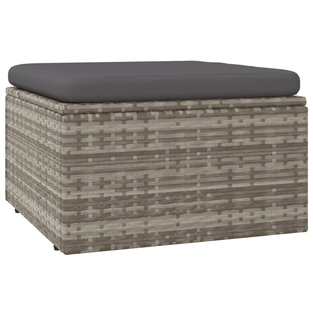 Gartenhocker mit Kissen Grau 55x55x30 cm Poly Rattan