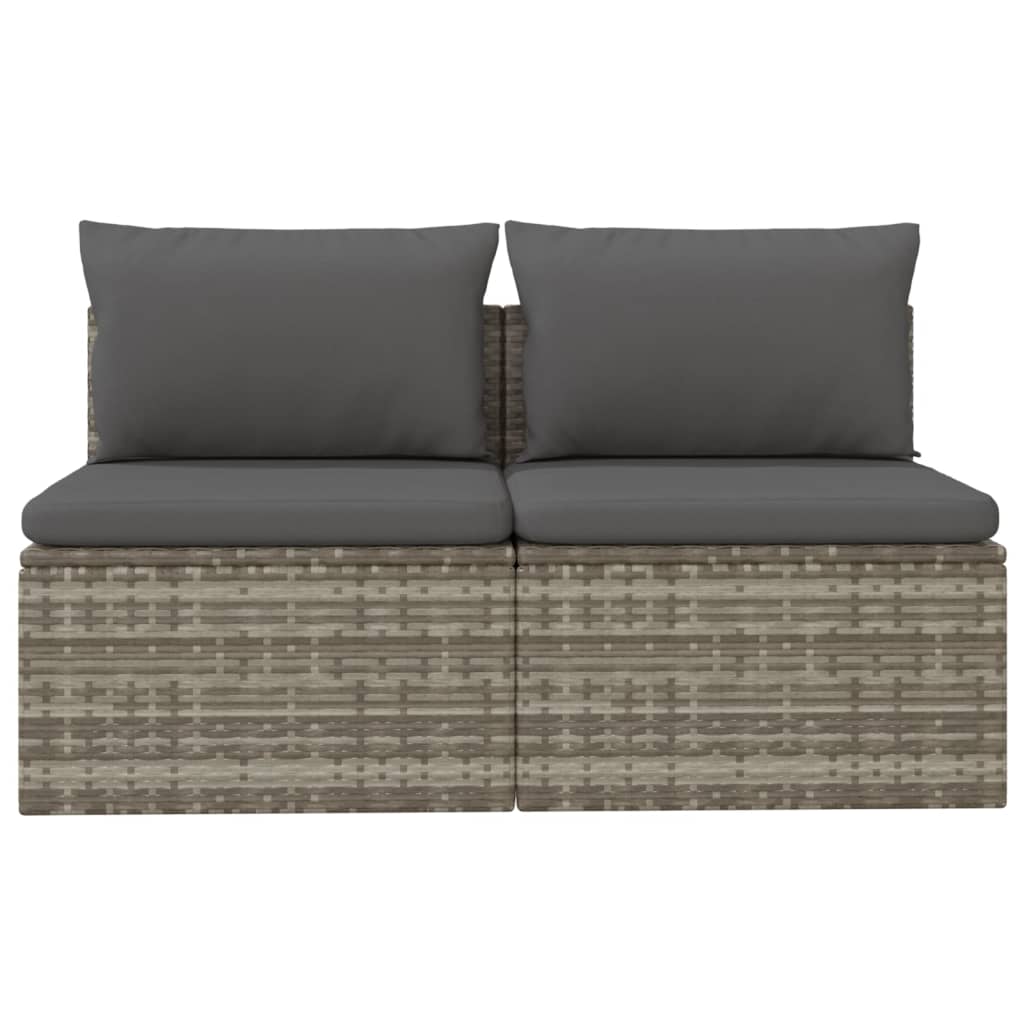 Gartensofa 2-Sitzer mit Kissen Grau Poly Rattan