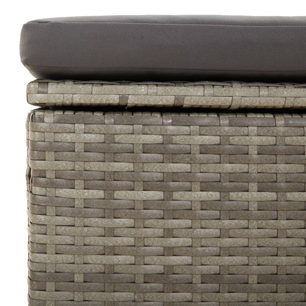 Gartensofa 3-Sitzer mit Kissen Grau Poly Rattan