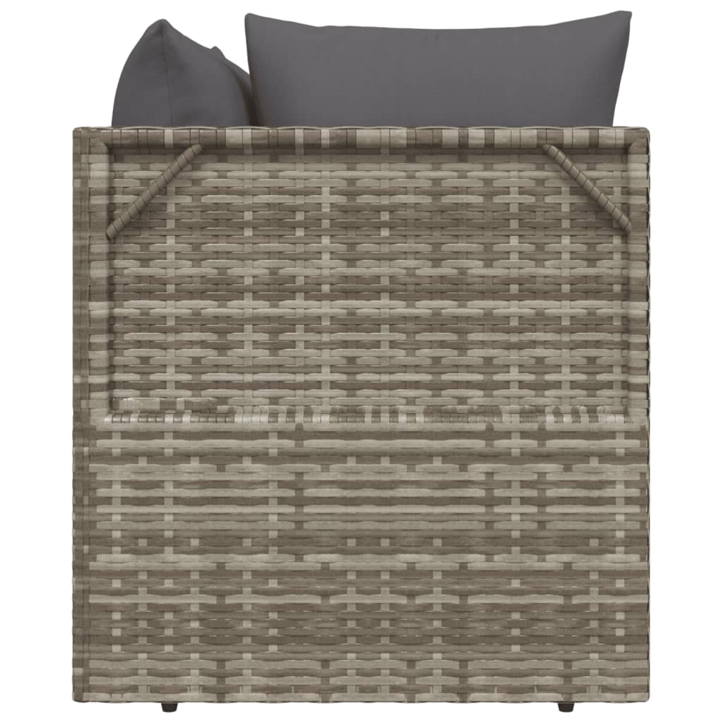 Gartensofa 2-Sitzer mit Kissen Grau Poly Rattan