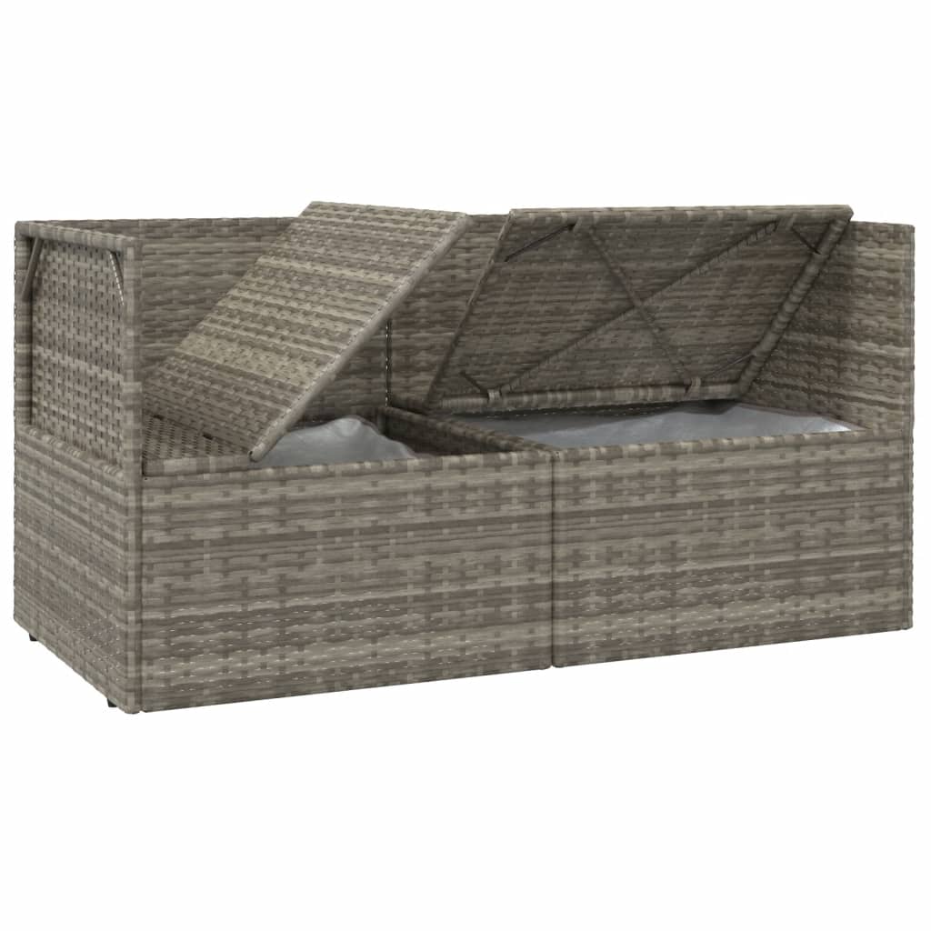 Gartensofa 2-Sitzer mit Kissen Grau Poly Rattan