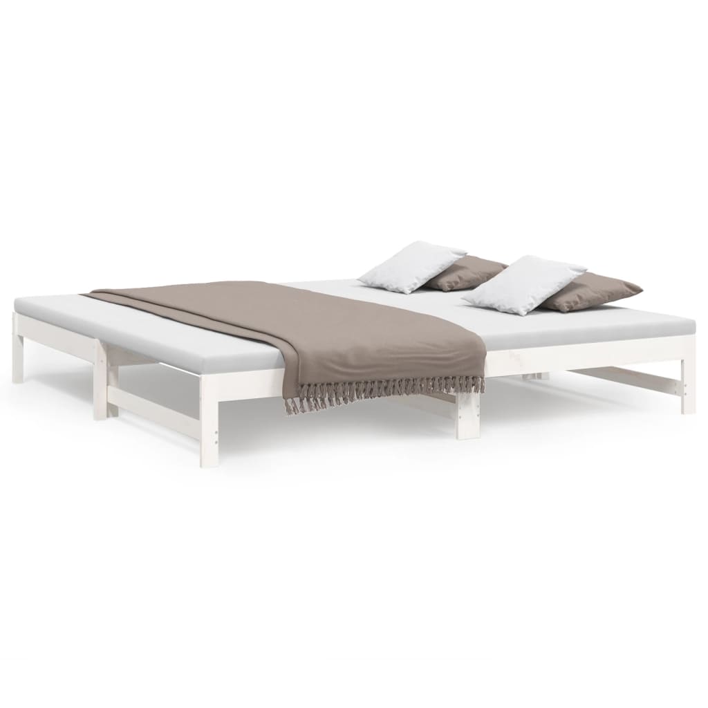 Lit de repos extensible blanc 2x(100x200) cm en bois de pin massif