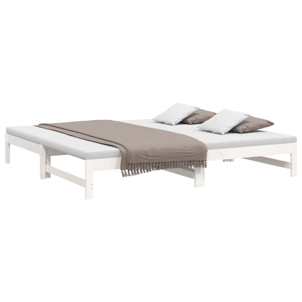 Lit de repos extensible blanc 2x(100x200) cm en bois de pin massif