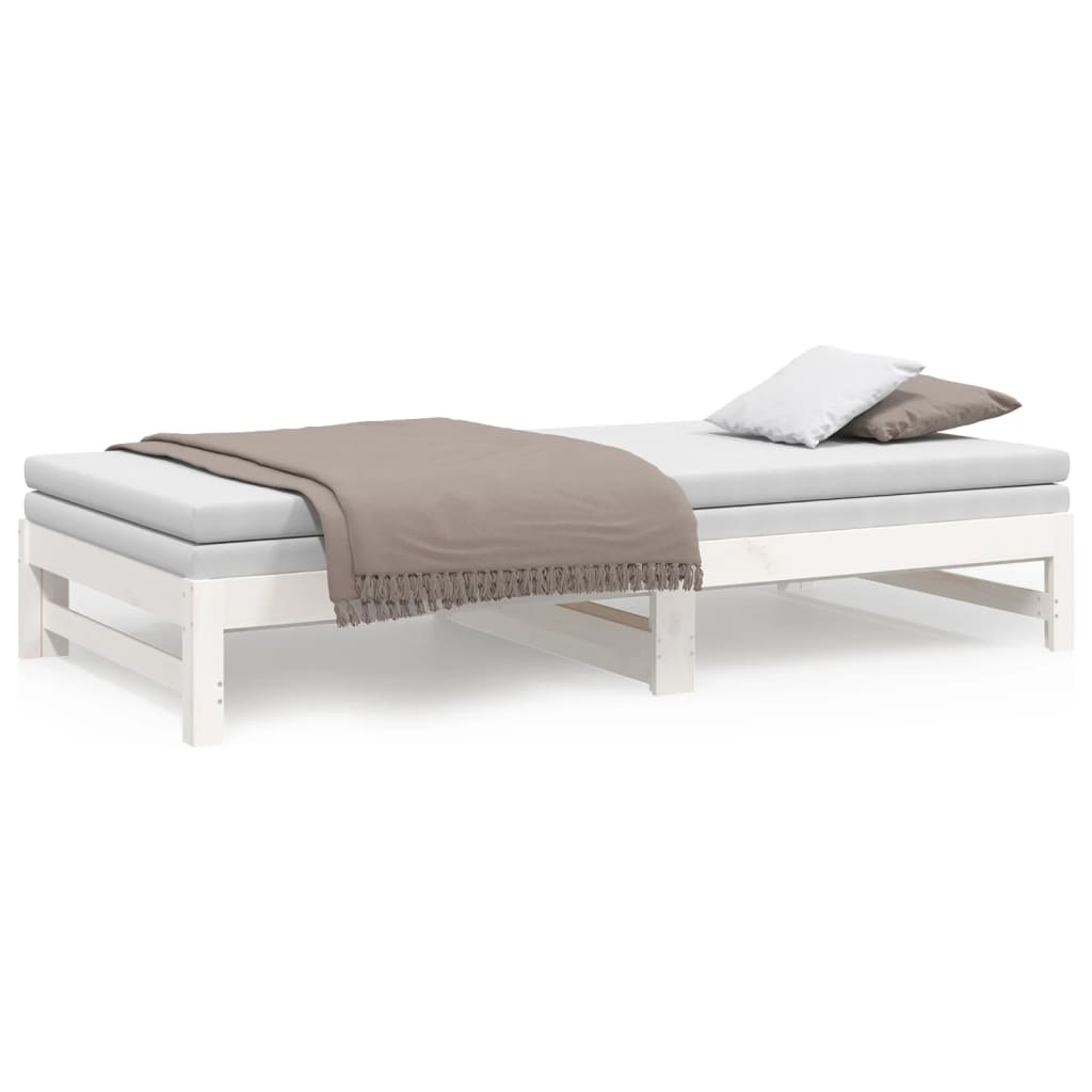 Lit de repos extensible blanc 2x(100x200) cm en bois de pin massif