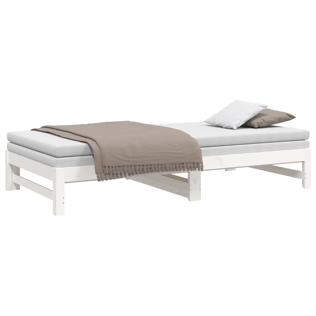 Lit de repos extensible blanc 2x(100x200) cm en bois de pin massif