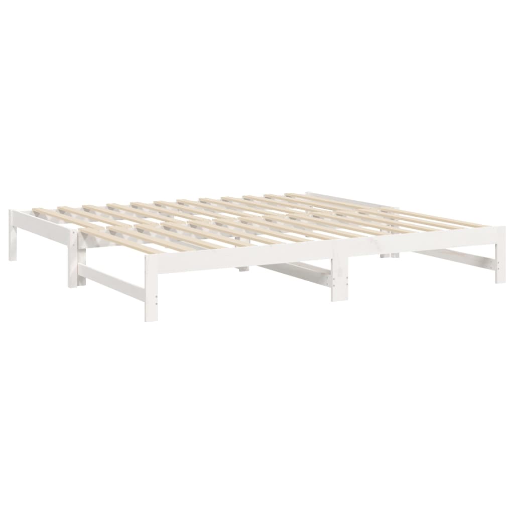 Lit de repos extensible blanc 2x(100x200) cm en bois de pin massif