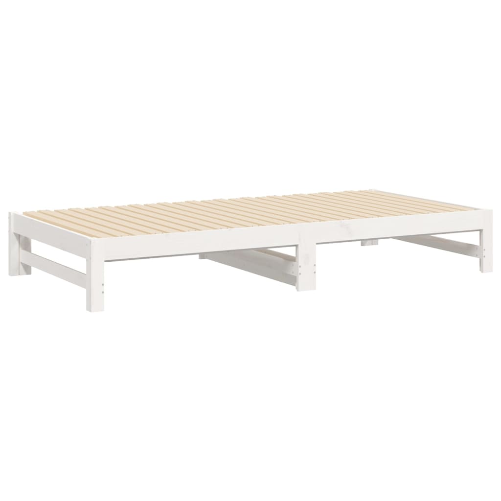 Lit de repos extensible blanc 2x(100x200) cm en bois de pin massif