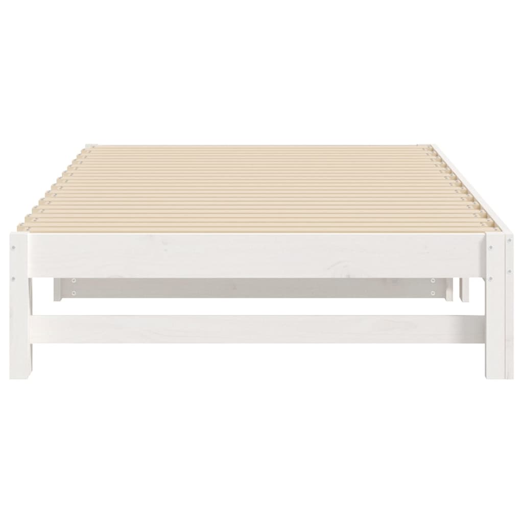 Lit de repos extensible blanc 2x(100x200) cm en bois de pin massif