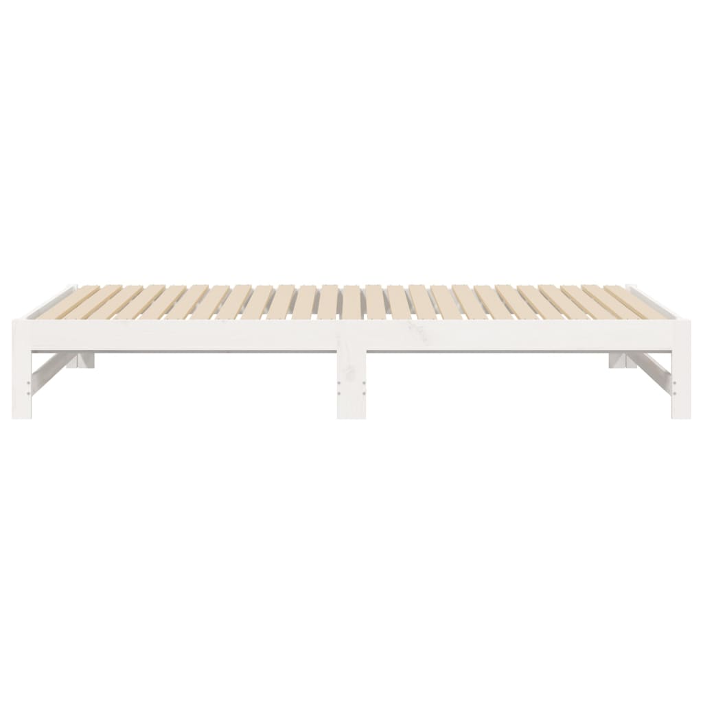 Lit de repos extensible blanc 2x(100x200) cm en bois de pin massif