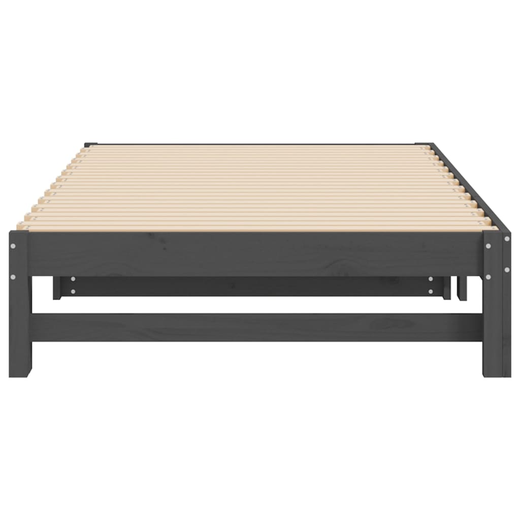 Lit de repos extensible gris 2x(100x200) cm en bois de pin massif