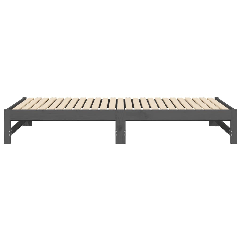 Lit de repos extensible gris 2x(100x200) cm en bois de pin massif