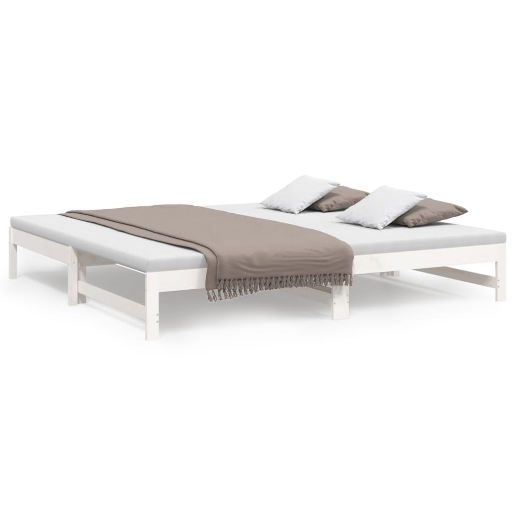 Lit de repos extensible blanc 2x(90x200) cm en bois de pin massif