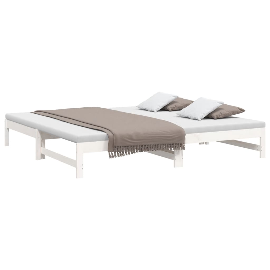 Lit de repos extensible blanc 2x(90x200) cm en bois de pin massif