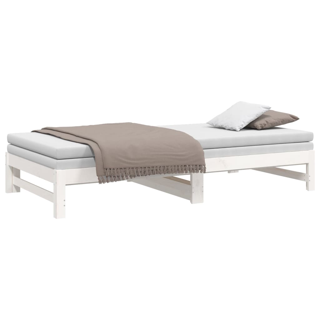 Lit de repos extensible blanc 2x(90x200) cm en bois de pin massif