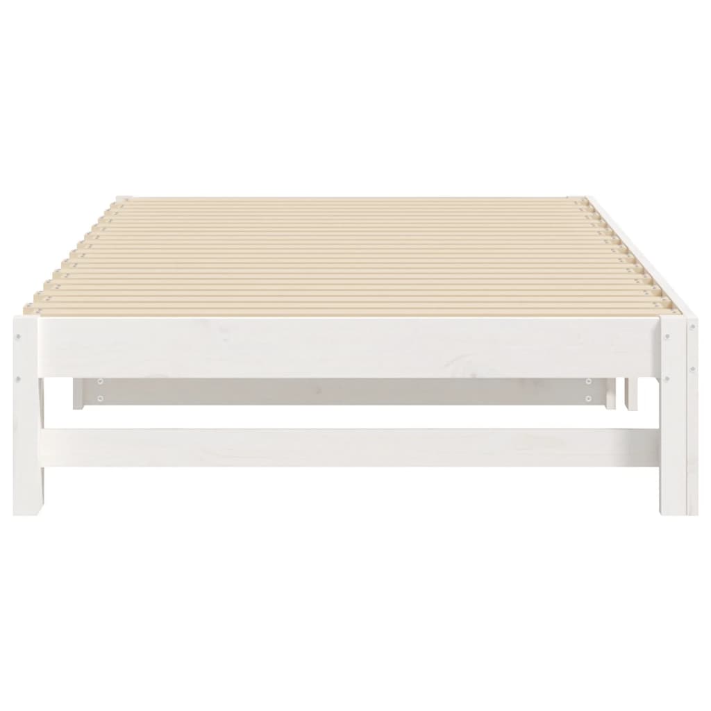 Lit de repos extensible blanc 2x(90x200) cm en bois de pin massif