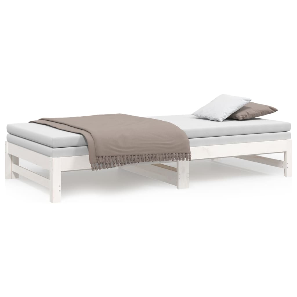 Lit de repos extensible blanc 2x(80x200) cm en bois de pin massif