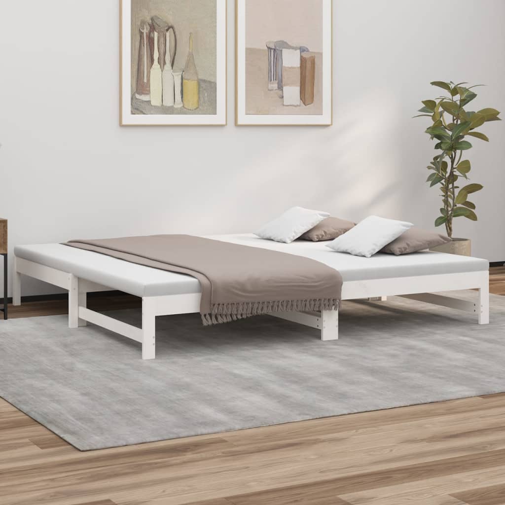 Lit de repos extensible blanc 2x(80x200) cm en bois de pin massif