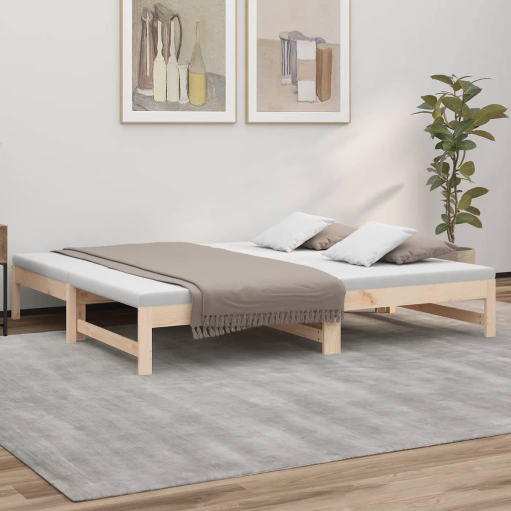 Lit de repos extensible 2x(90x190) cm en bois de pin massif