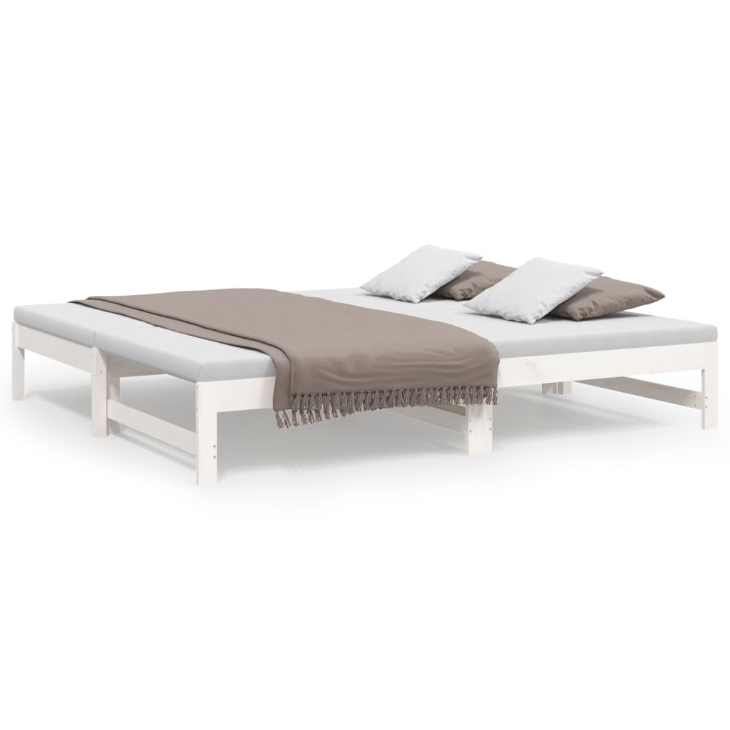 Lit de repos extensible blanc 2x(90x190) cm en bois de pin massif