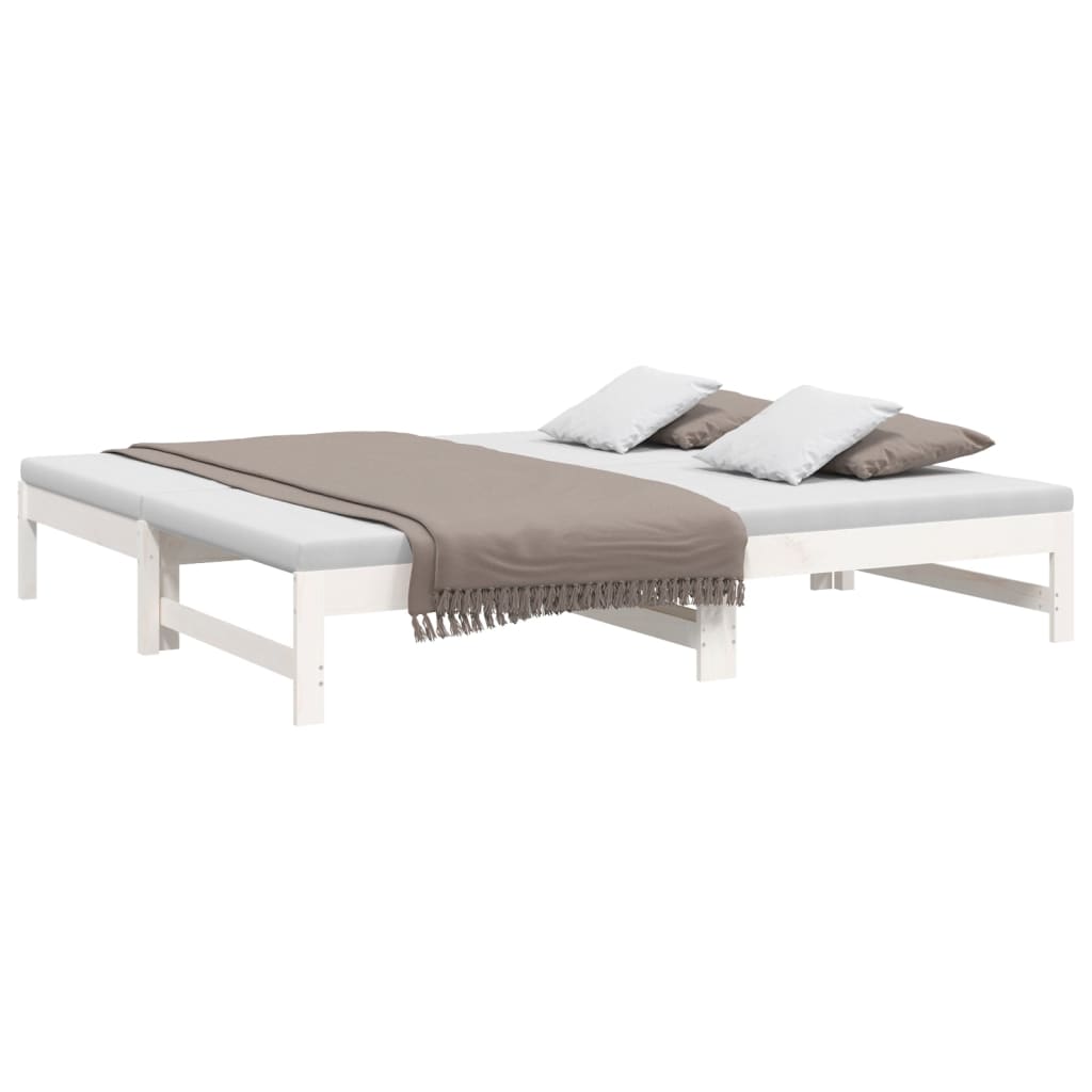 Lit de repos extensible blanc 2x(90x190) cm en bois de pin massif