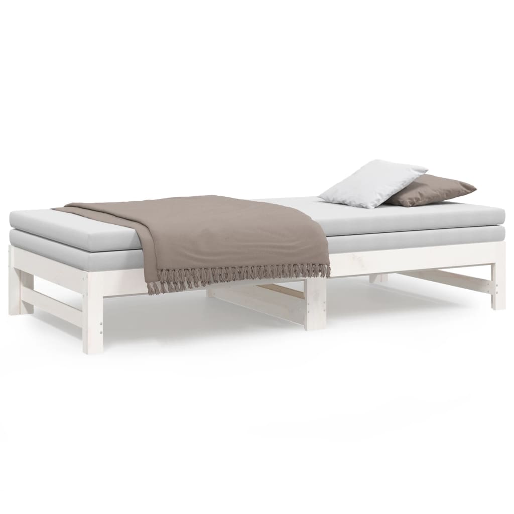 Lit de repos extensible blanc 2x(90x190) cm en bois de pin massif