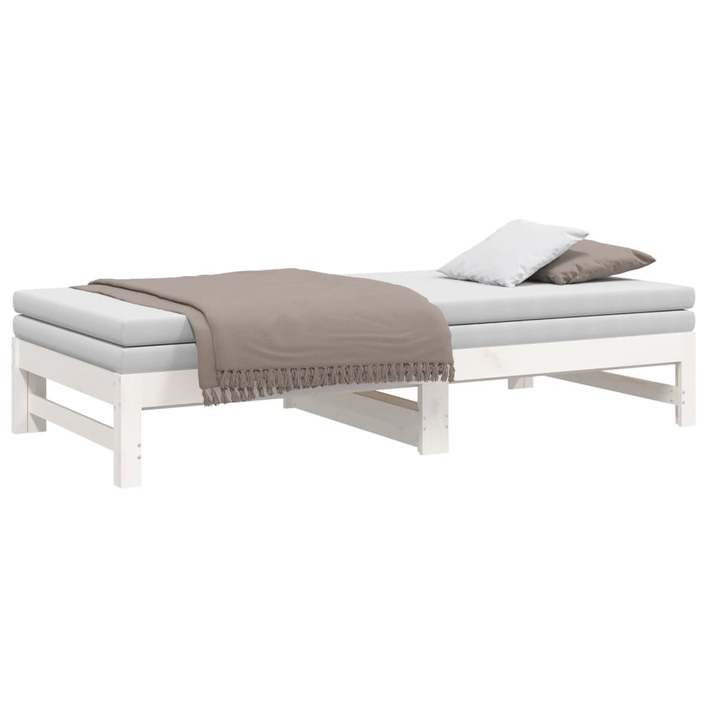 Lit de repos extensible blanc 2x(90x190) cm en bois de pin massif