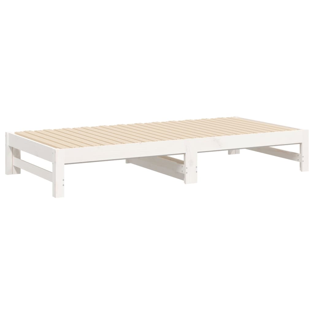 Lit de repos extensible blanc 2x(90x190) cm en bois de pin massif