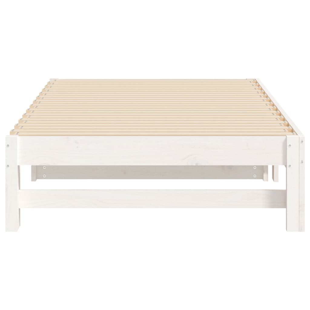 Lit de repos extensible blanc 2x(90x190) cm en bois de pin massif