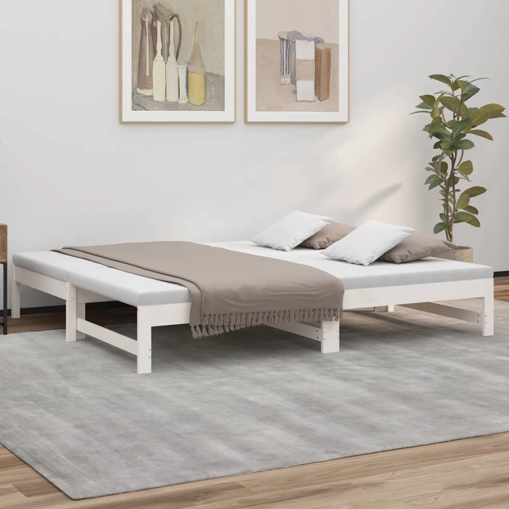 Lit de repos extensible blanc 2x(90x190) cm en bois de pin massif