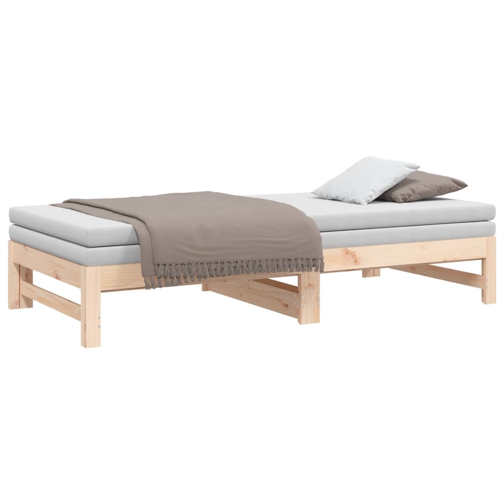 Lit de repos extensible 2x(75x190) cm en bois de pin massif