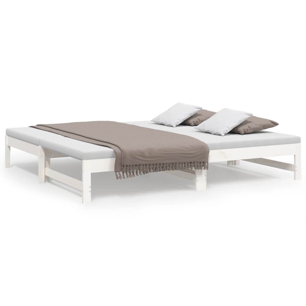 Lit de repos extensible blanc 2x(75x190) cm en bois de pin massif