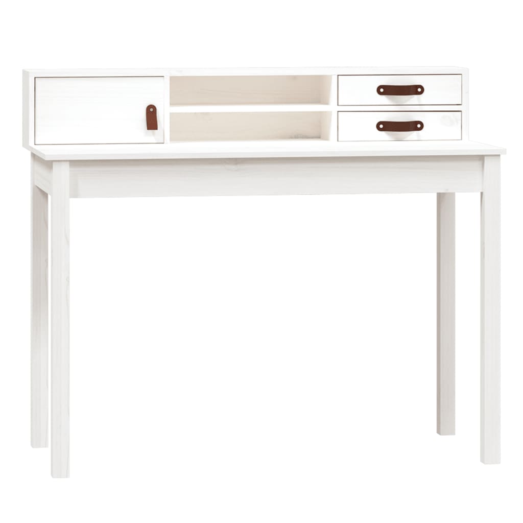 Bureau blanc 110x50x93 cm en bois de pin massif