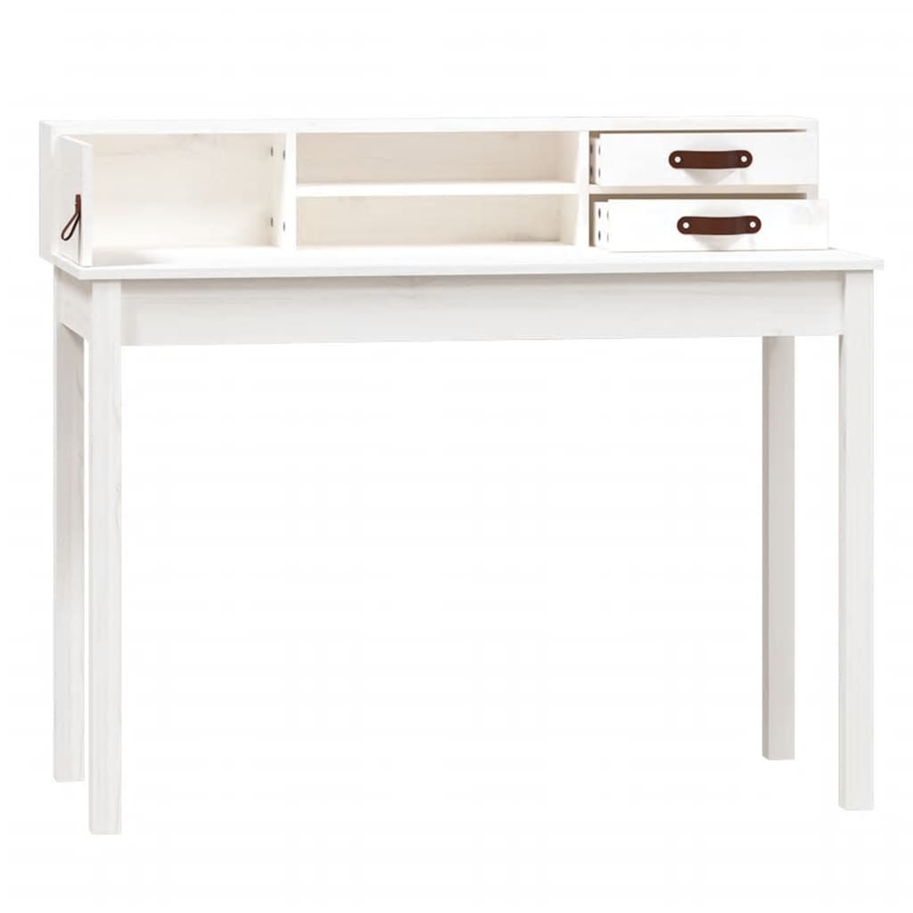 Bureau blanc 110x50x93 cm en bois de pin massif