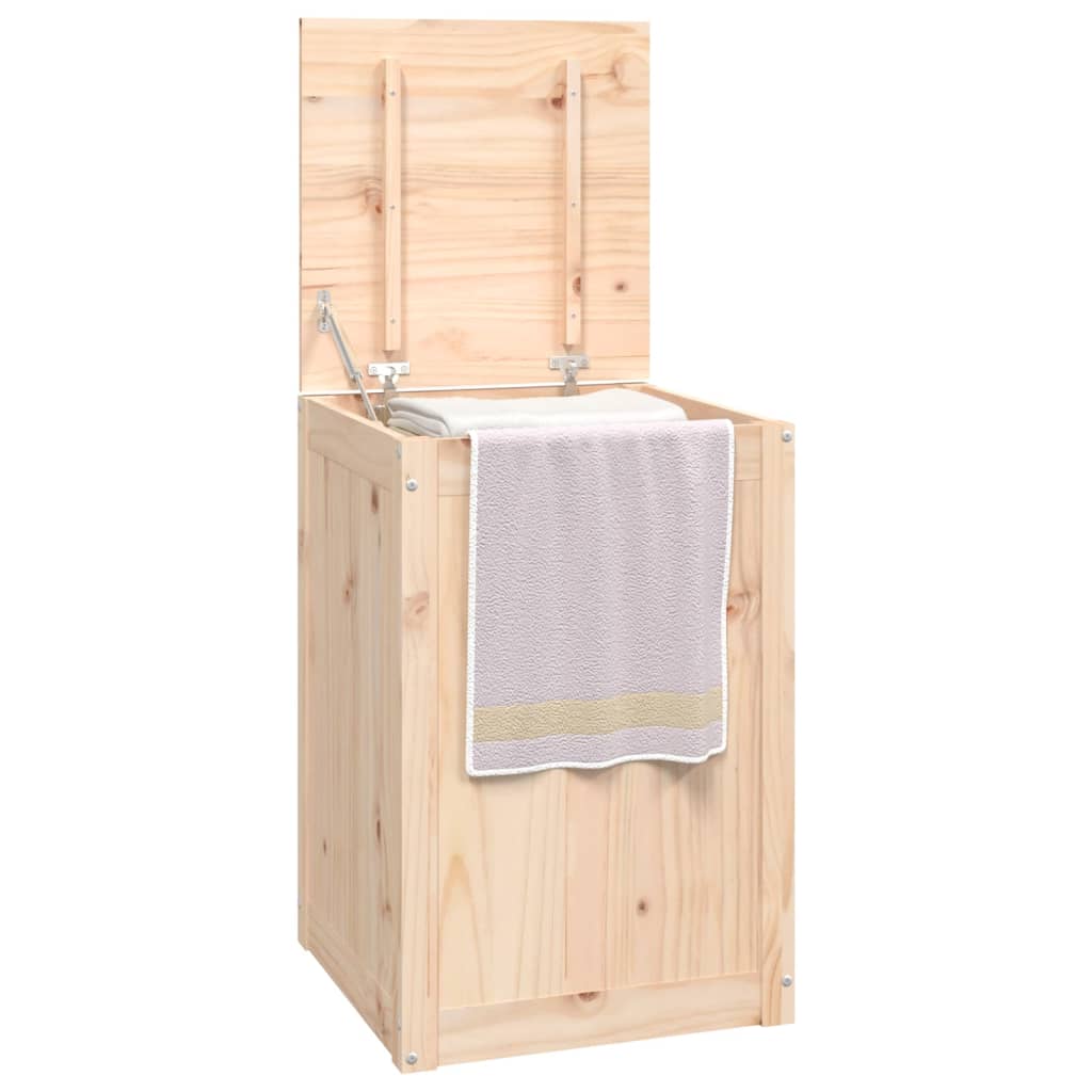 Coffre à linge 44x44x66 cm en bois de pin massif