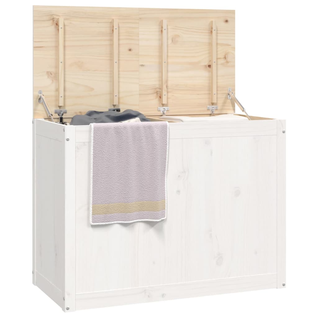 Coffre à linge blanc 88,5x44x66 cm en bois de pin massif