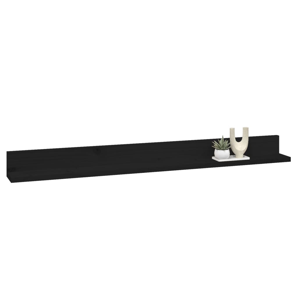 Wandregale 2 Stk. Schwarz 110x11x9 cm Massivholz Kiefer