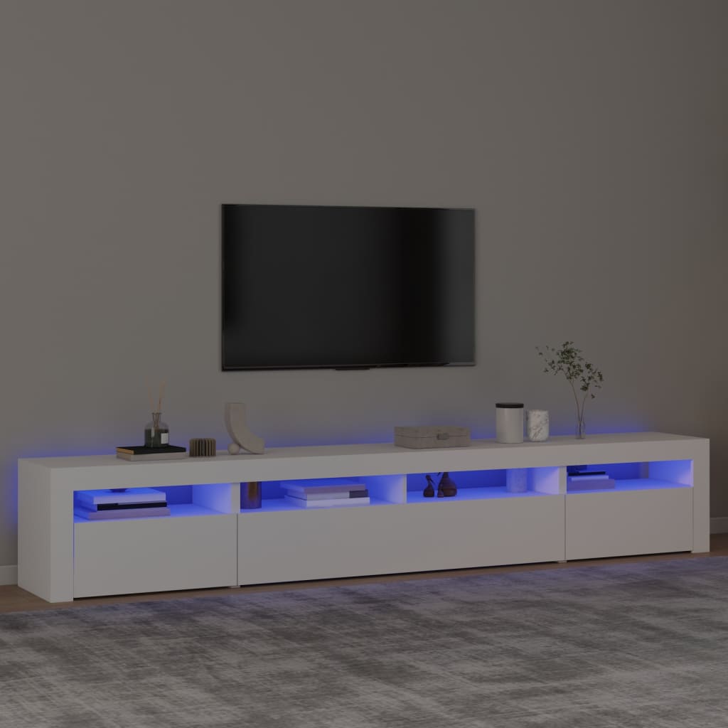 Meuble TV avec éclairage LED blanc 240x35x40 cm