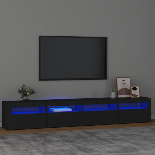 Meuble TV avec éclairage LED, noir, 240 x 35 x 40 cm