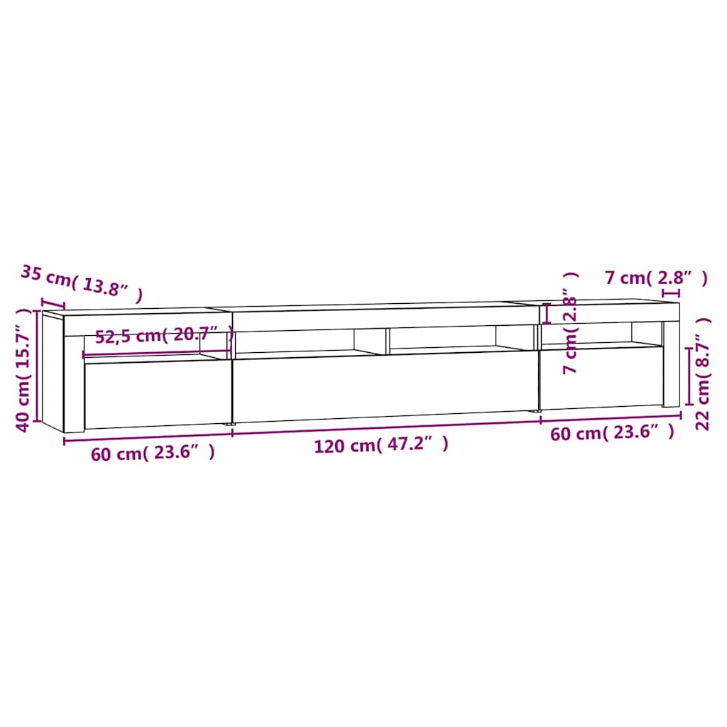TV-Schrank mit LED-Leuchten Räuchereiche 240x35x40 cm